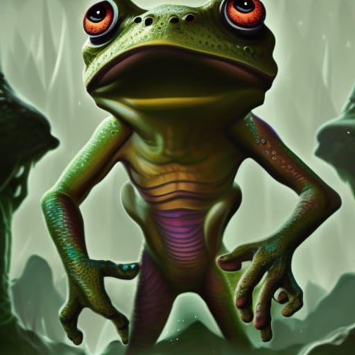 frog humanoid, robe, druid, humanoid hands
