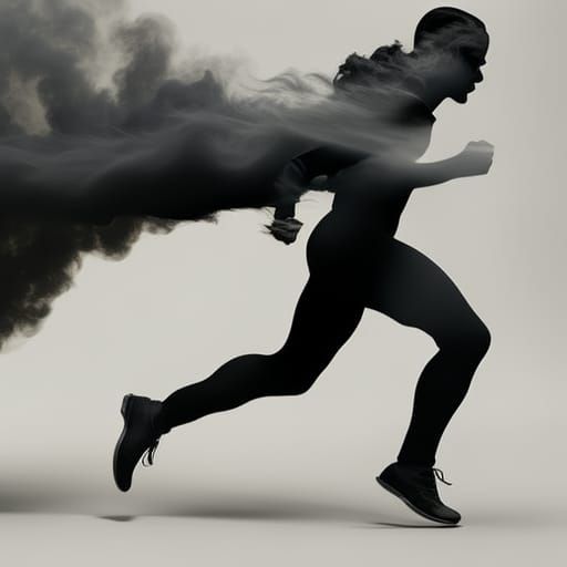 Surrealistic Man Running mad of Black Smoke  by @David Myers