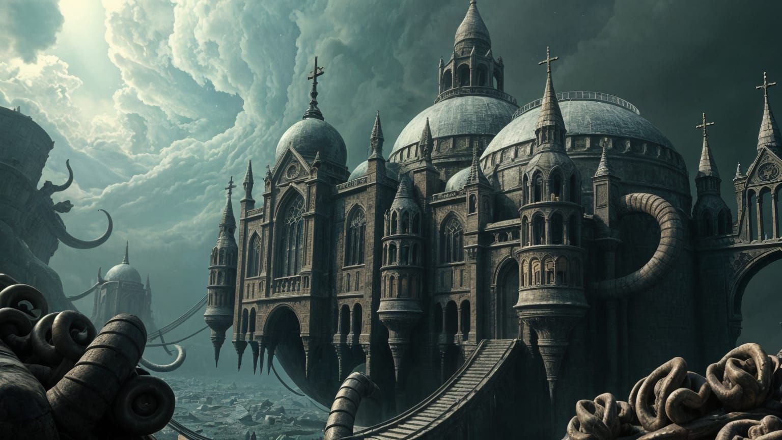 An Alien Dark Cathedral of an Ancient Cult on the Home Planet of Storms  by @Jack-Mike
