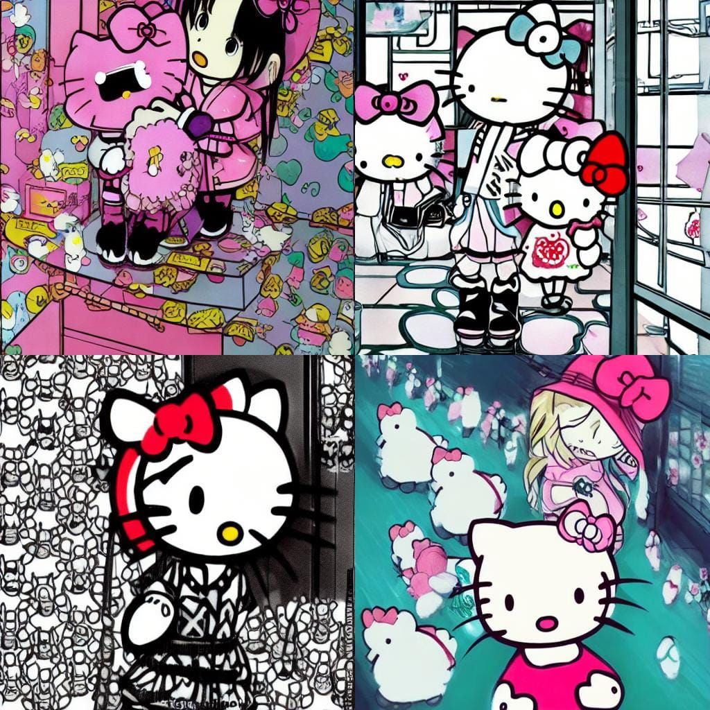 lil peep holding hello kitty in an elevator - AI Generated Artwork ...