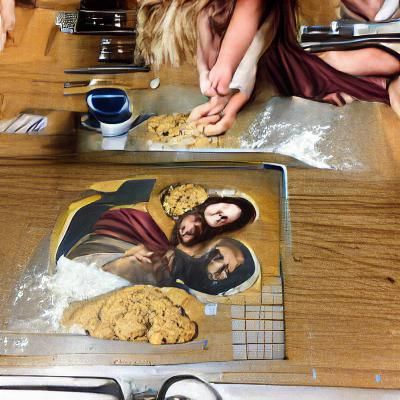 Jesus and the Queen of England bake cookies together renaiss...