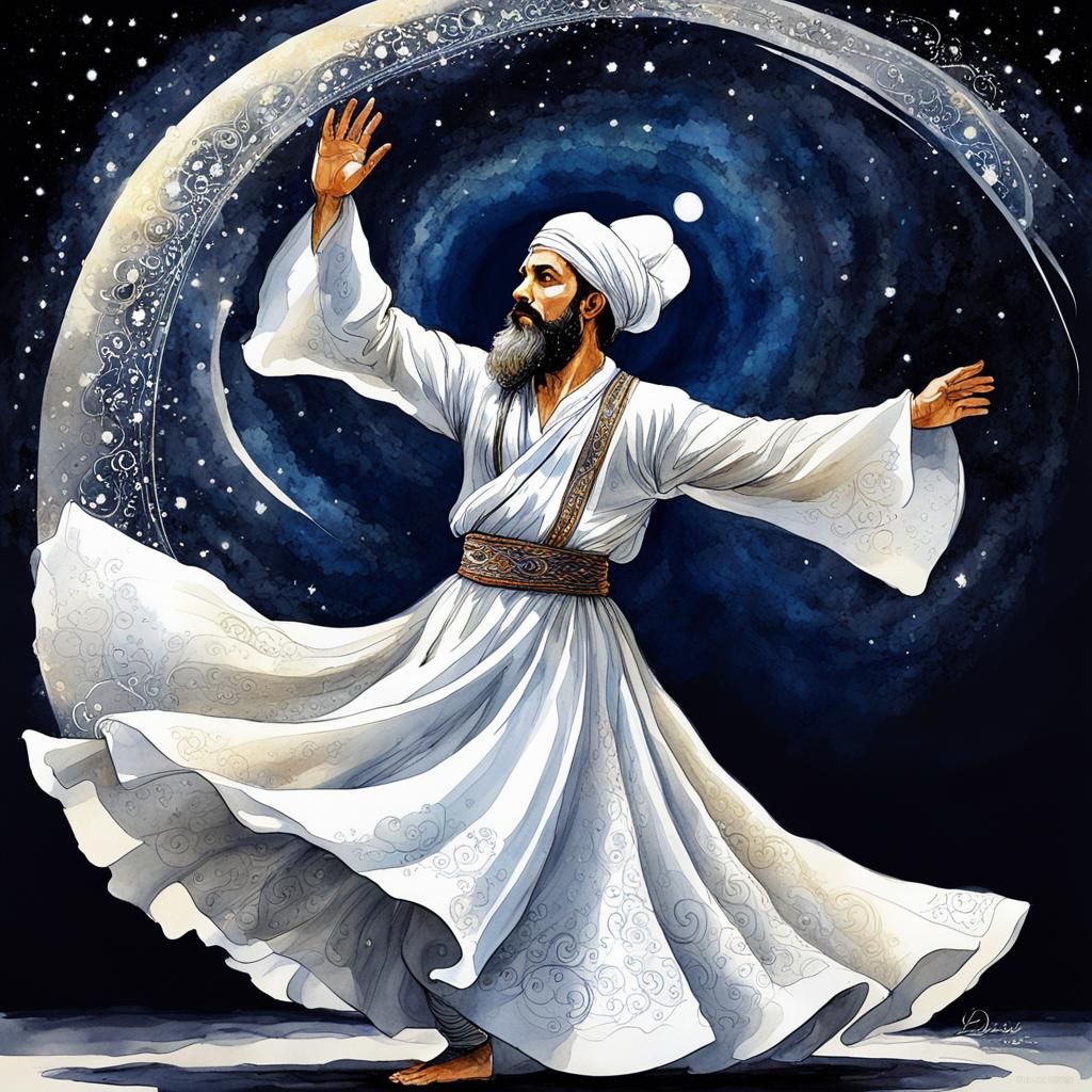 Sufi dervish in mystical dance on Craiyon
