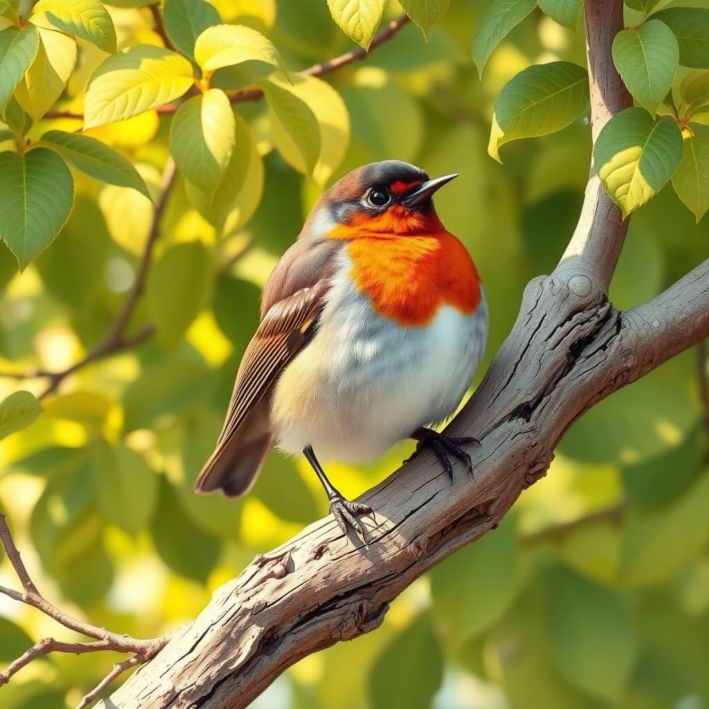 Proud robin on the branch of a tree