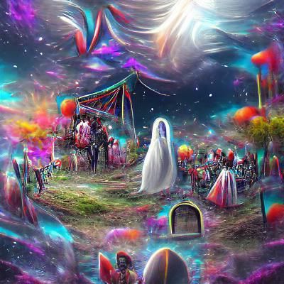 ghost in a graveyard