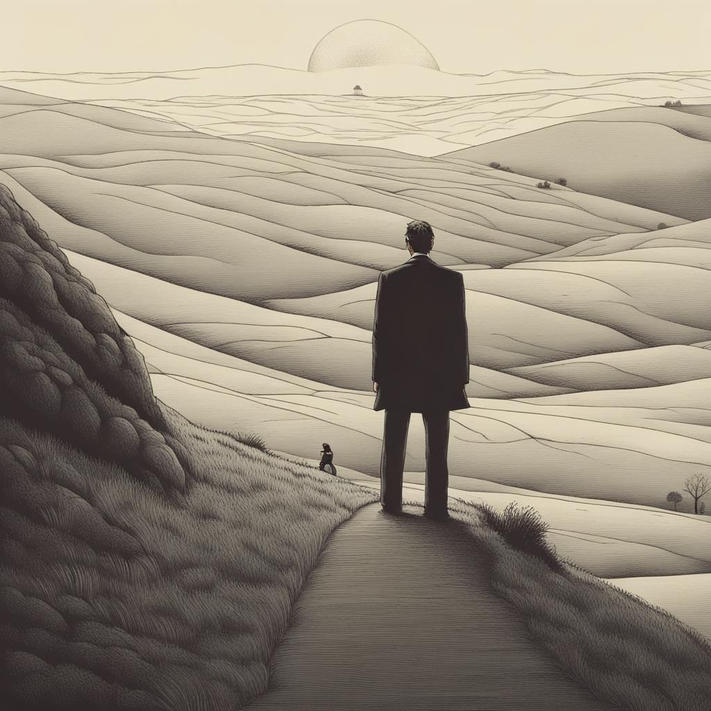 Man with Foolish Grin on a Hill