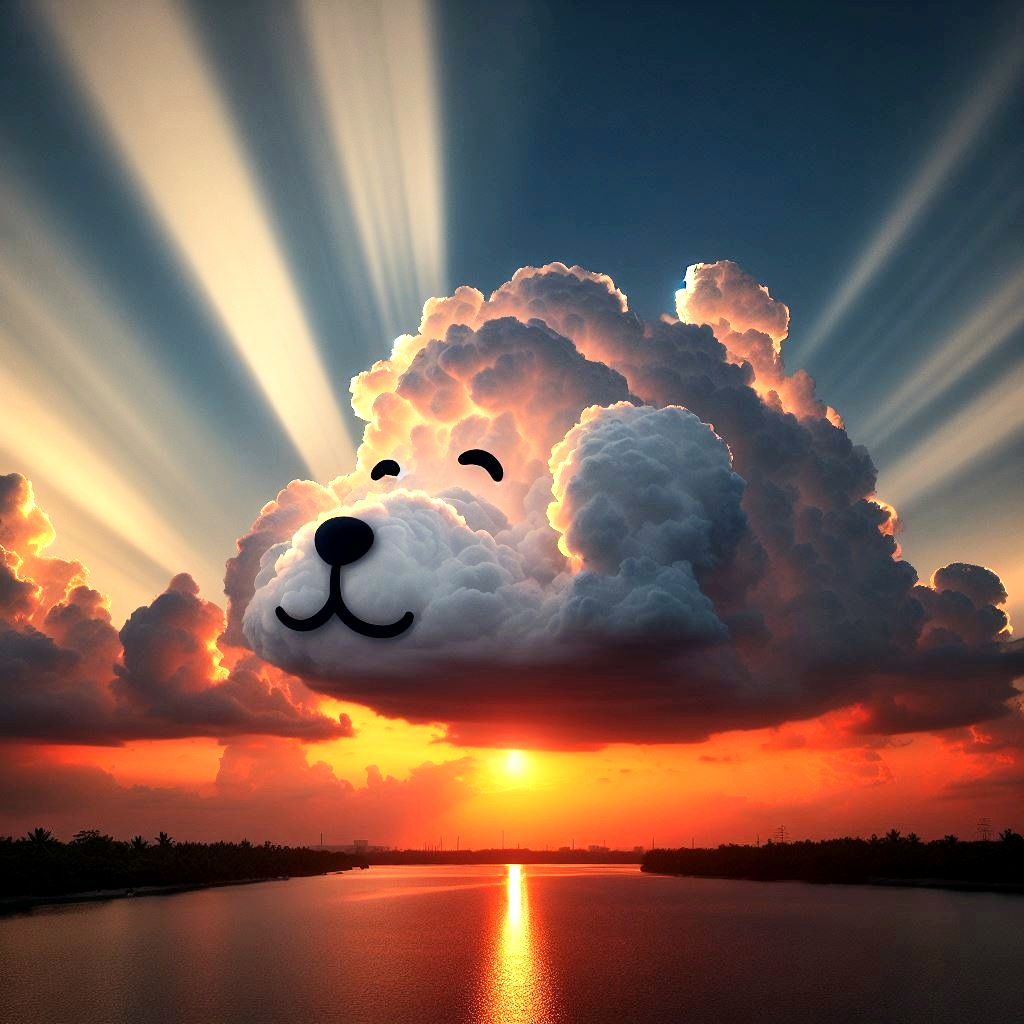 Sunset cloud shaped like a dog