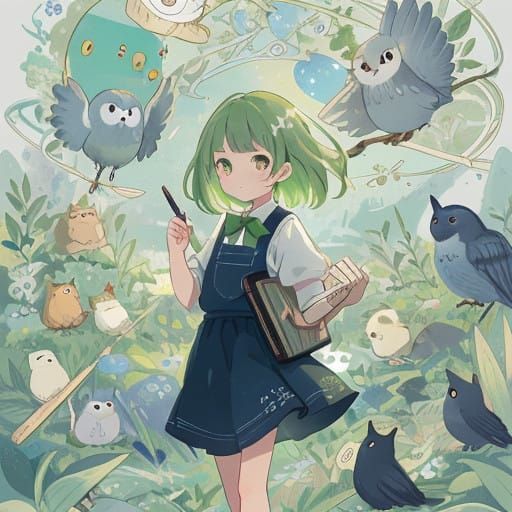 Whimsical Sage Green Book Cover for Back to School