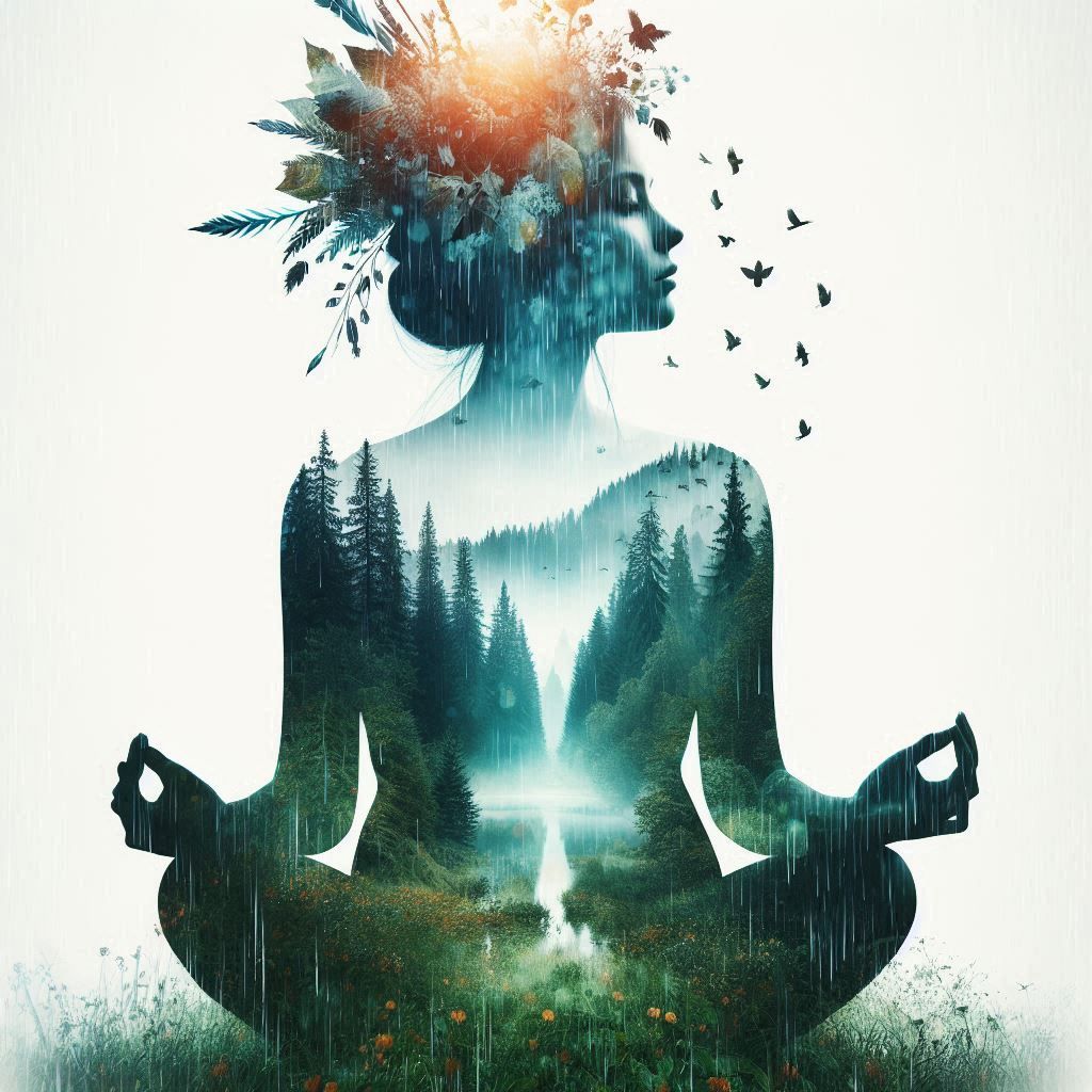 double exposure beautiful fantasy DALL-E 3 portrait landscap...