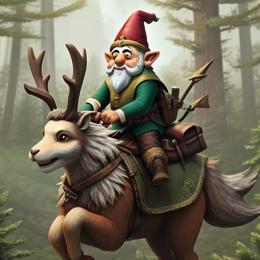 Gnome riding Jackalope