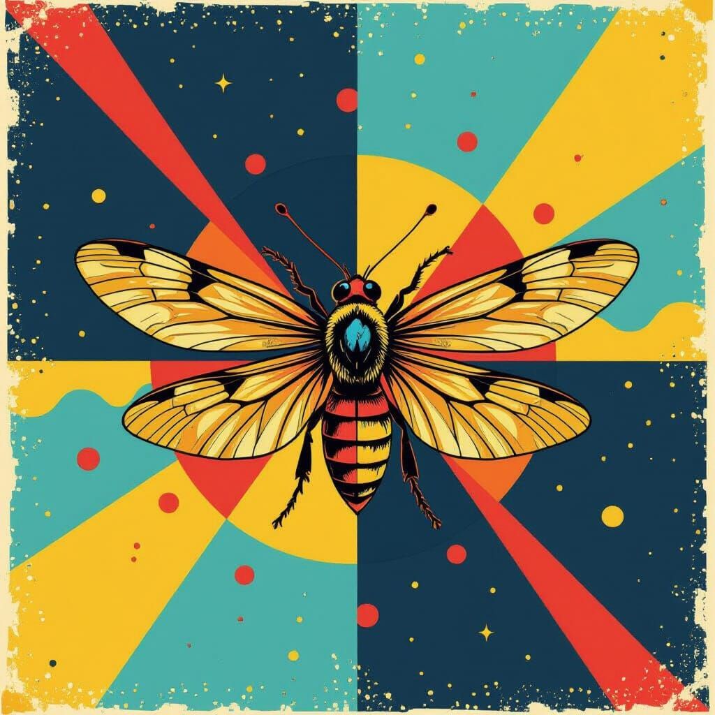 Pop Art Ant Smoking Green in Bauhaus Style