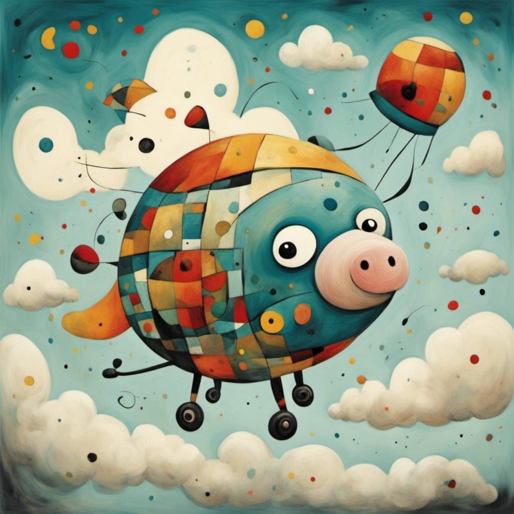 <lora:Road Trip:1.0> Robot flying pig 