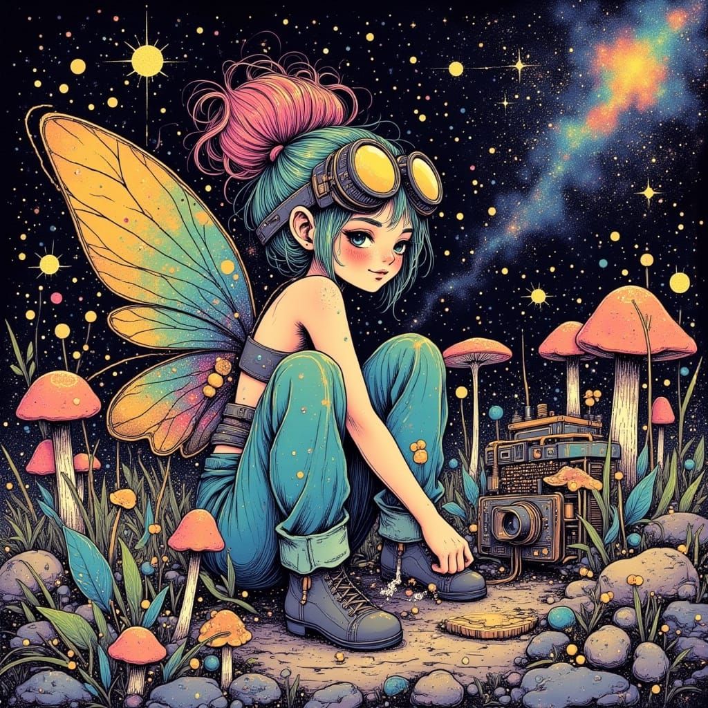 Trashpunk Fairy Mechanic Repairs Stardust Engine