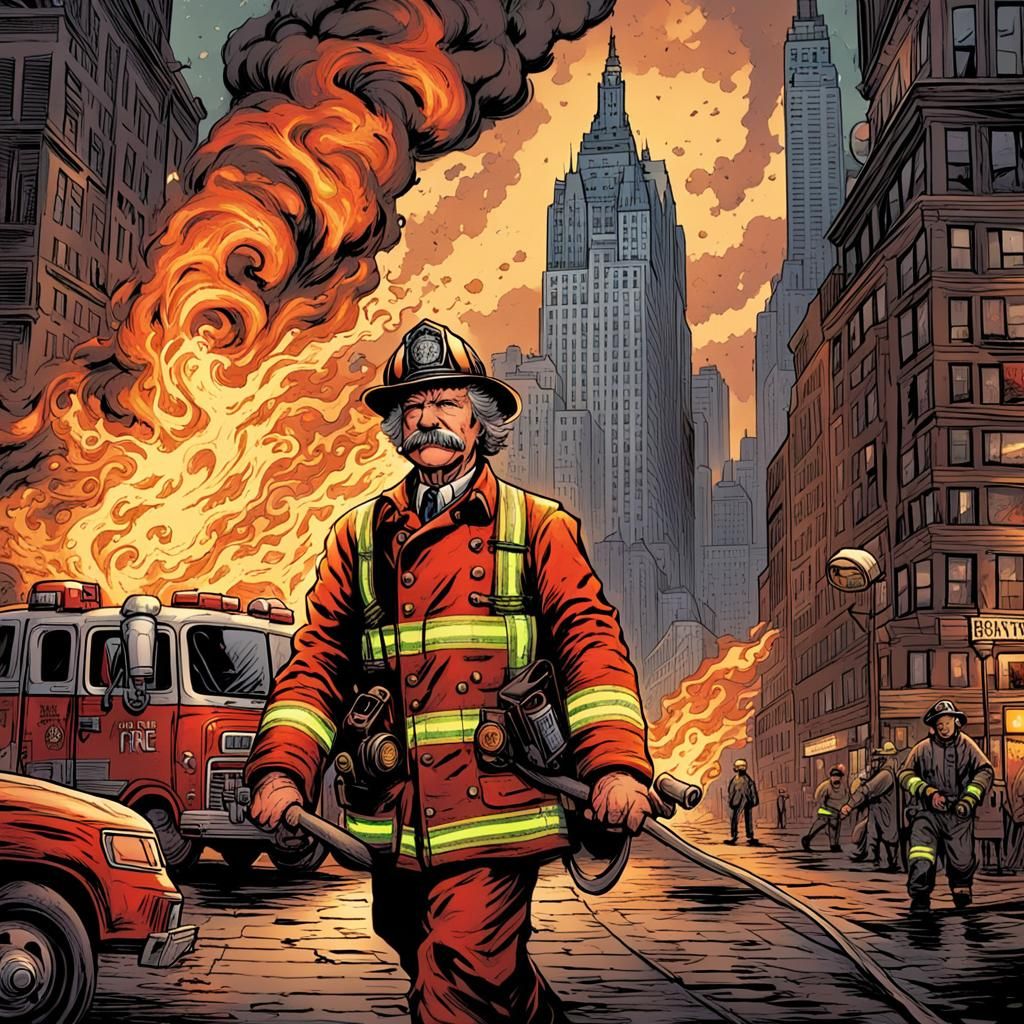 Mark Twain as a NYC Fire Fighter Mark Brooks and Dan Mumford...