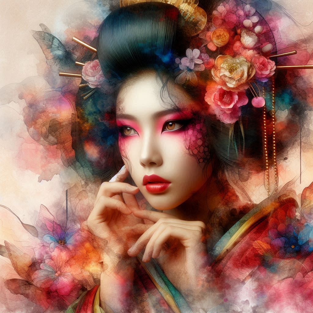 double exposure beautiful fantasy DALL-E 3 portrait landscape..