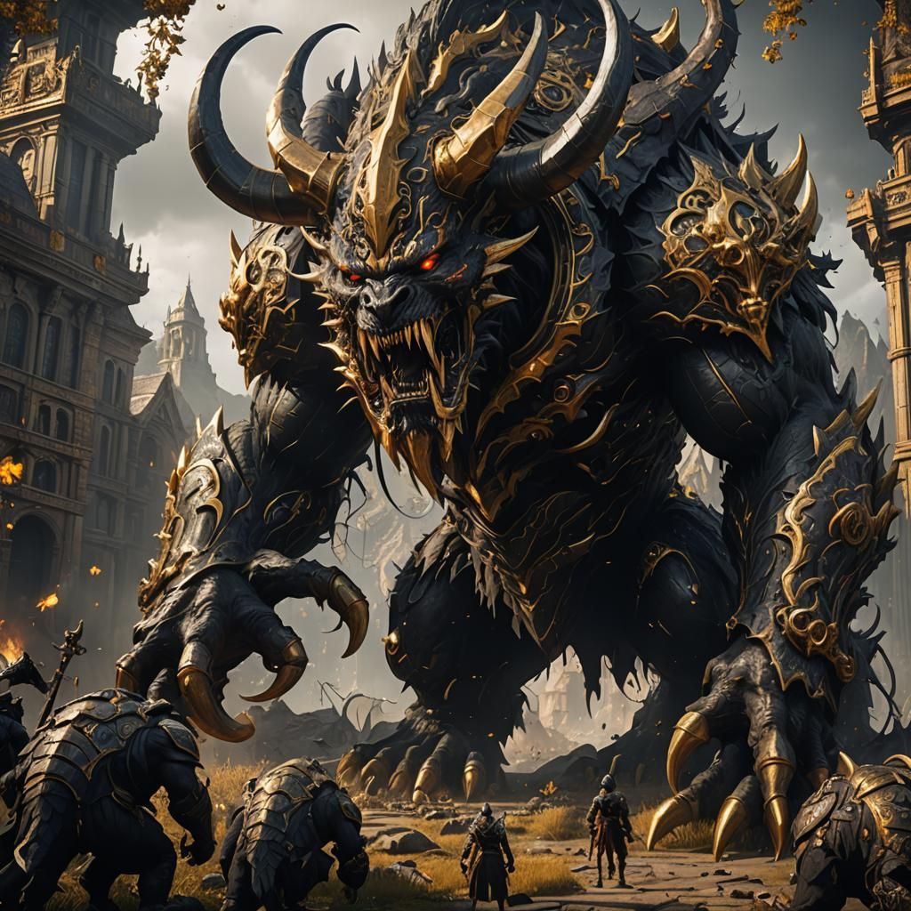 giant evil black and gold behemoth