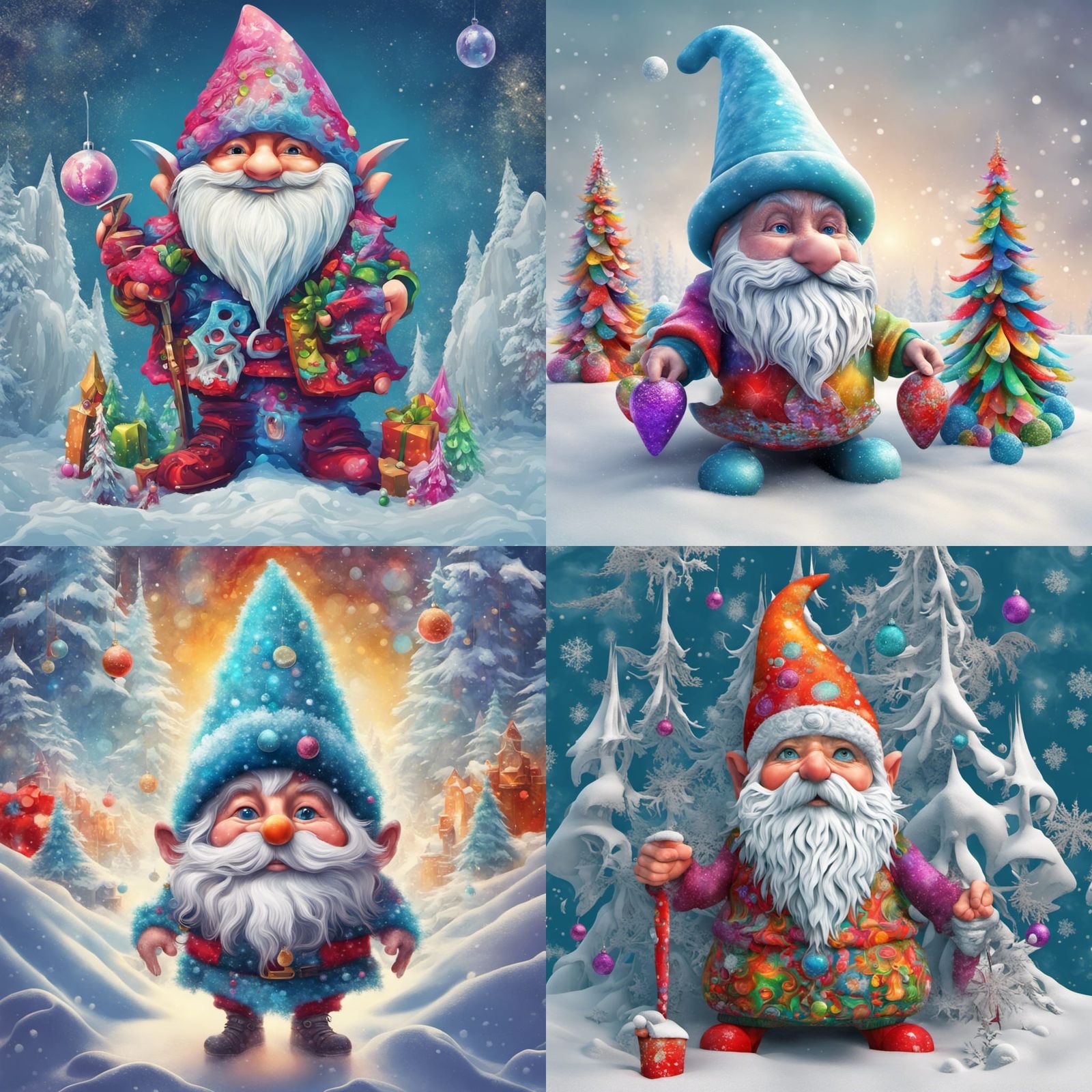 surrealistic. one Christmas gnome. Bright colors. snowy. fractal. - AI ...