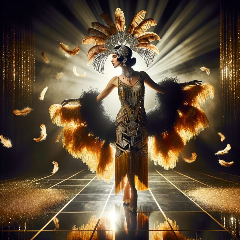 A stunning 1920s Showgirl on Stage.       by @ArtMew94