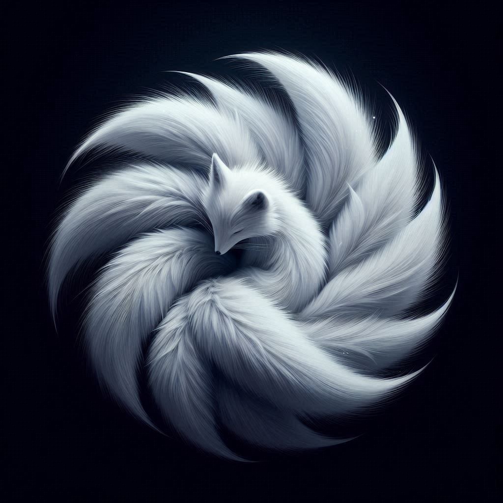 how a kitsune sleeps with so many tails...  by @Noora