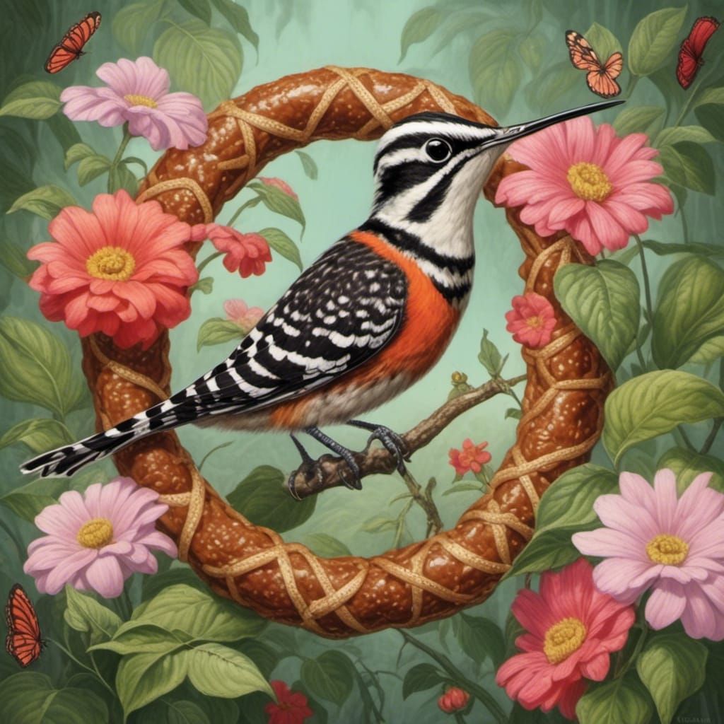 <lora:Zz Zebrapunk:1.0> Storybook illustration of Pretzel hu...