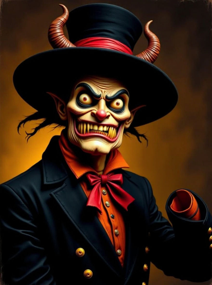 Chubby Cheeked Demon in Crimson Expressionism