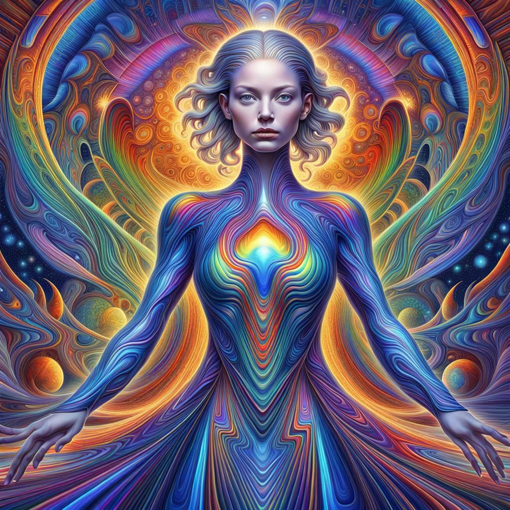 Rainbow psychedelic woman - AI Generated Artwork - NightCafe Creator