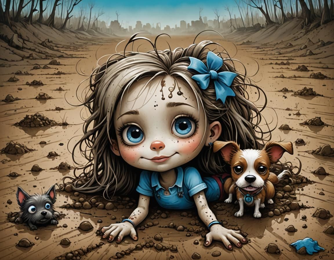 Adorable girl with her dog