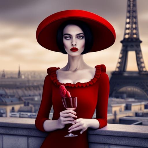 Red dress in Paris, France AI Generated Artwork NightCafe Creator