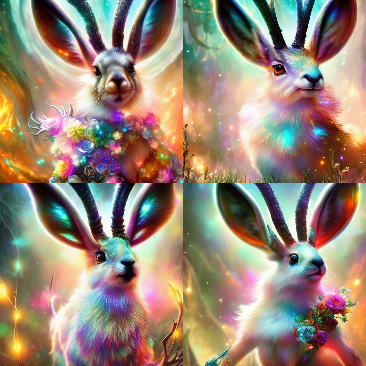 Mid shot of a jackalope!!!! with floppy ears!!!! and deer an...