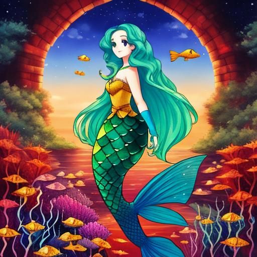 <lora:ChibiCharm AC50:1.0> Beautiful mermaid