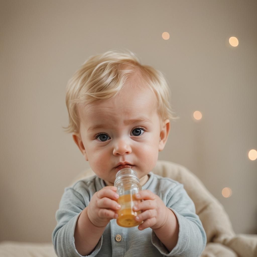 Blonde Baby Boy Portrait with Bokeh Background