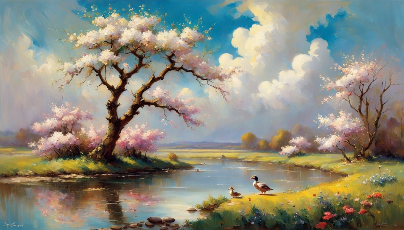 Spring has returned to the old dam  by @Lizzardart