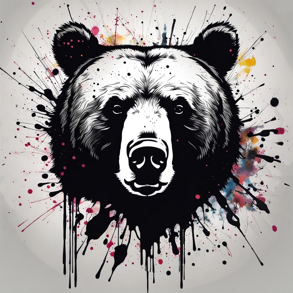 ink splatter art, bear - AI Generated Artwork - NightCafe Creator