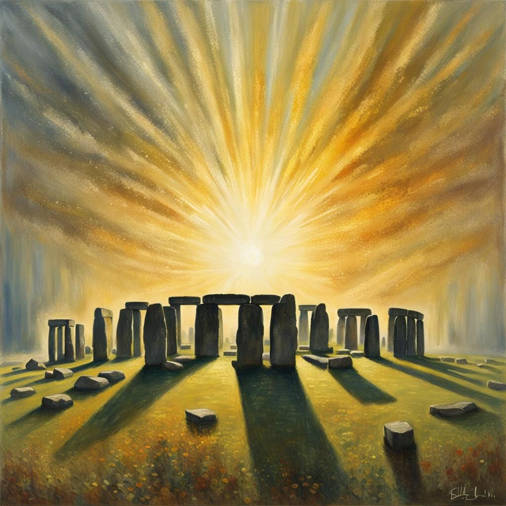 Sun Rays over Stonehenge. AI image prompt in my tutorials!