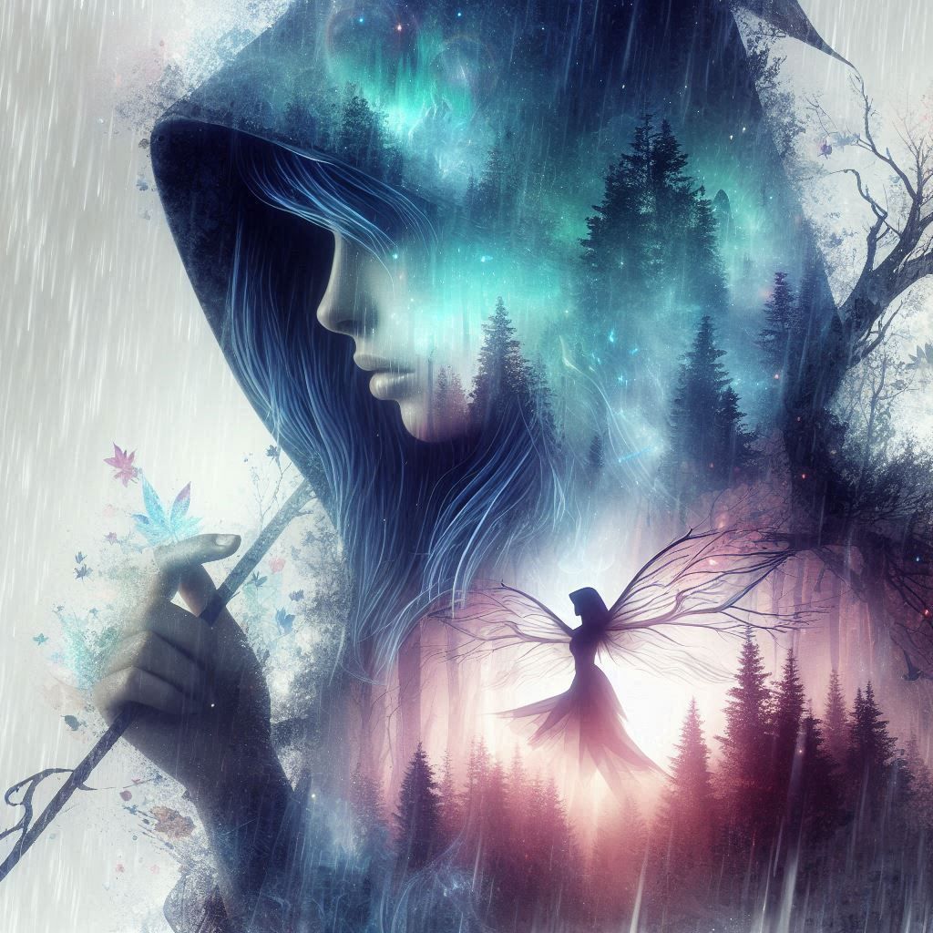 double exposure beautiful fantasy DALL-E 3 portrait landscap...
