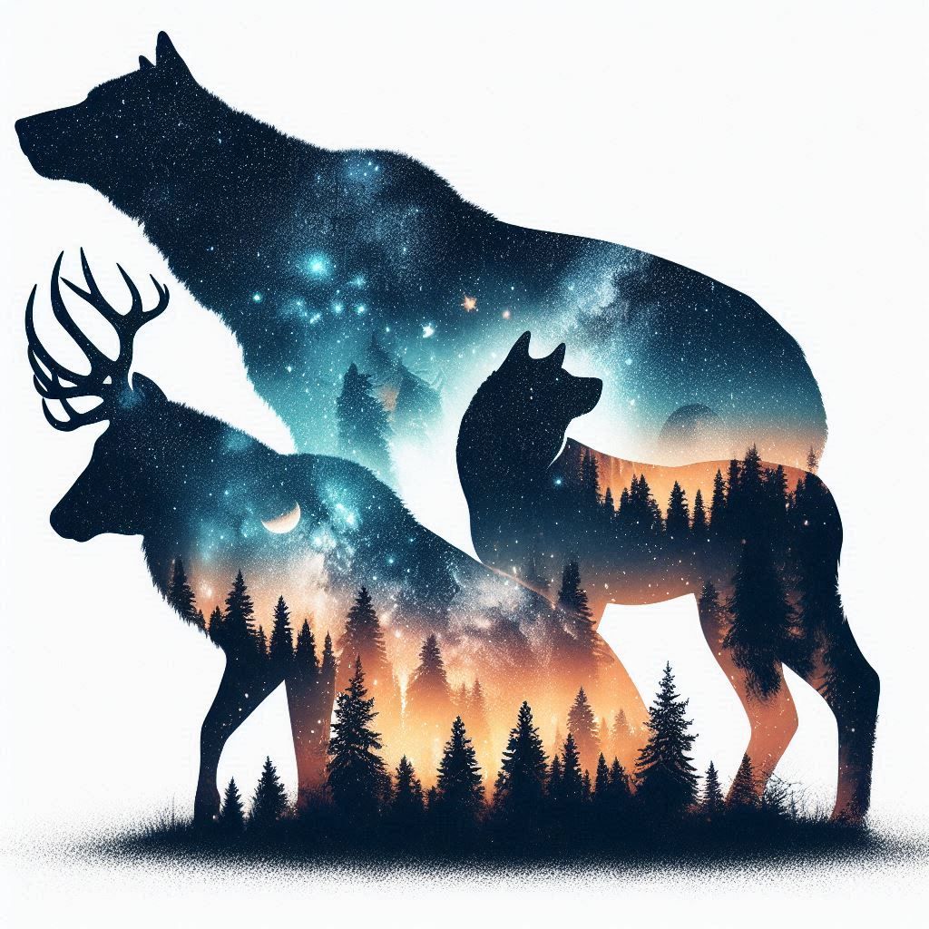 double exposure beautiful fantasy DALL-E 3 portrait landscape..