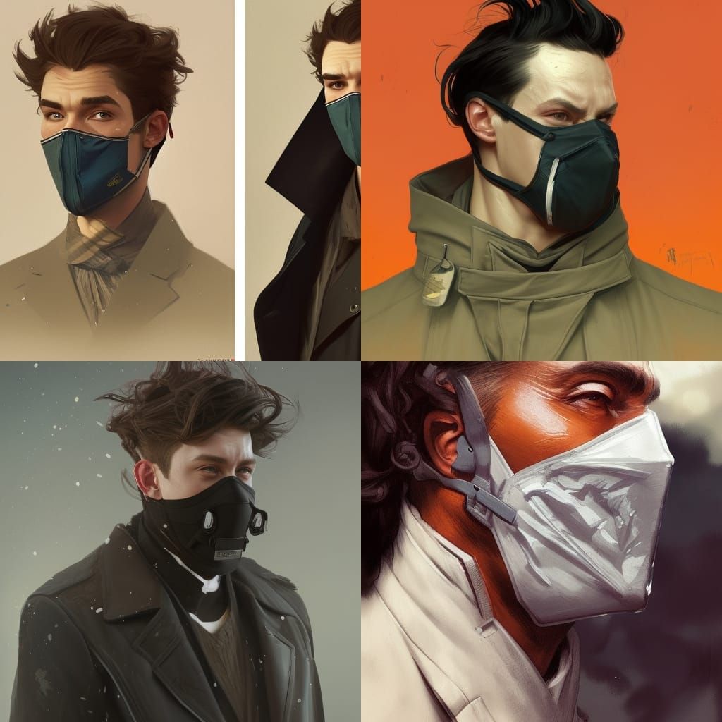 Guy with Half Face Mask, tailcoat jacket and combat boots