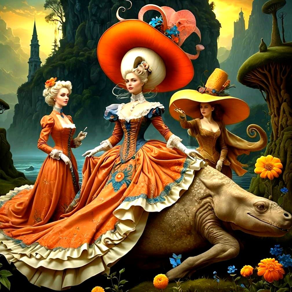 Baroque Ladies in a Surreal Landscape