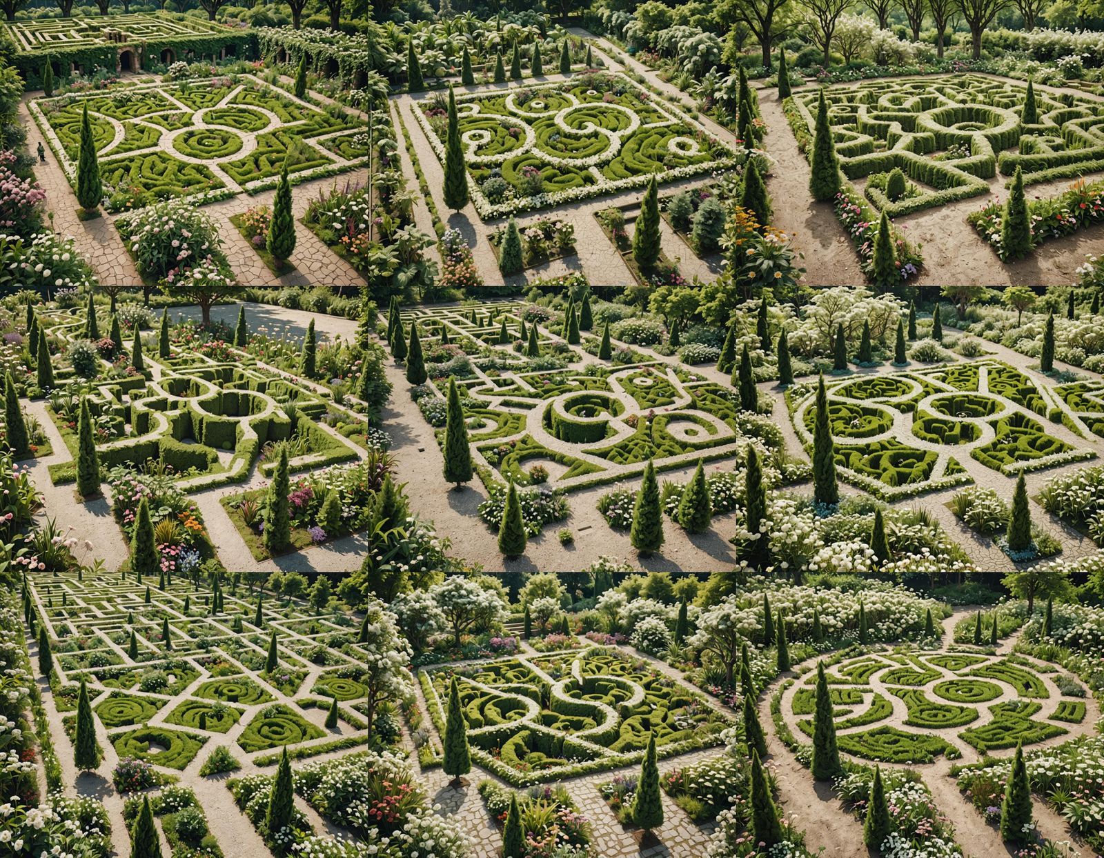 Liminal space labyrinth made from plants, flowers, trees, 8K...