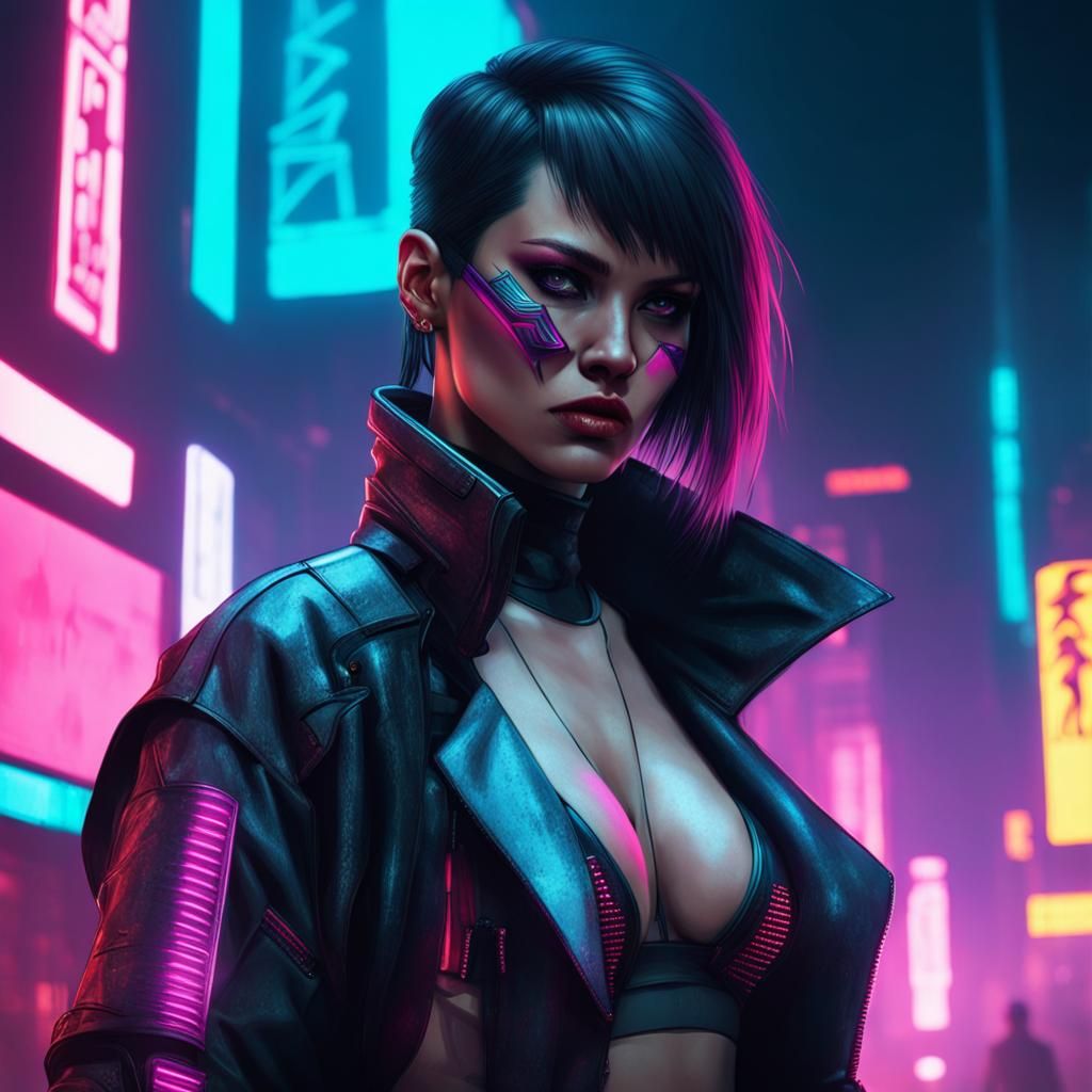 A cyberpunk female fatale by day - AI Generated Artwork - NightCafe Creator