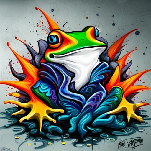 King of frog graffiti art, splash art, street art, spray paint, oil ...