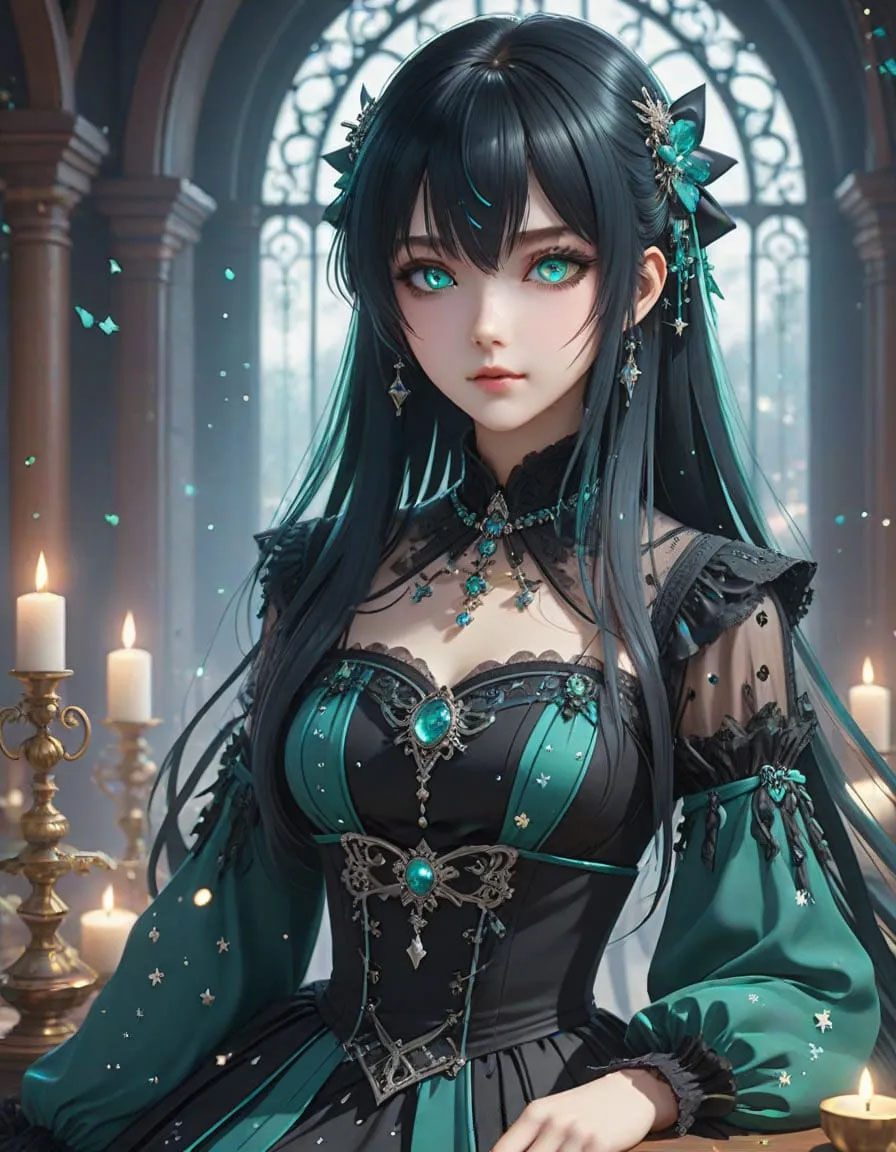 Portrait of an Anime Gothic Emerald Princess