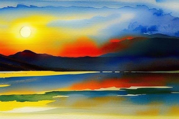 Sunset on lake