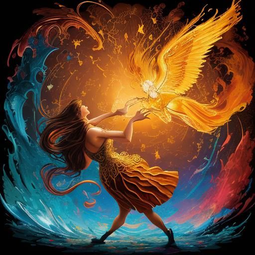 Surreal Flame Sculpture in Oil Painting Style