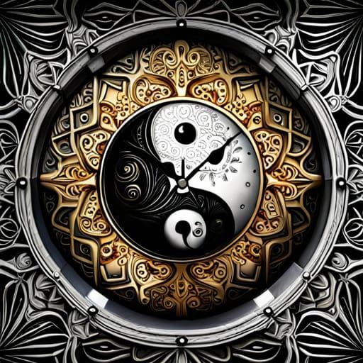 "Floral Yin-Yang, clock 2  by @LadyDragus