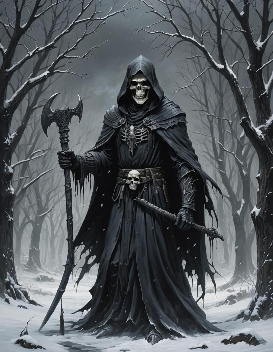 gothic dark grim reaper icey winter - AI Generated Artwork - NightCafe ...