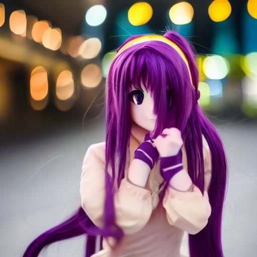 Neko-Musume from Gegege no Kitarou, Violet hair, yellow eyes...