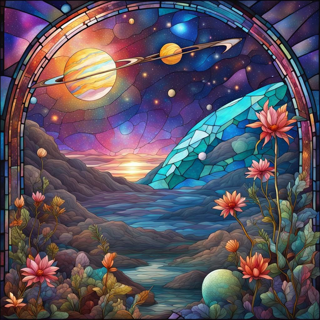 Stained Glass In Space - Ai Generated Artwork - Nightcafe Creator