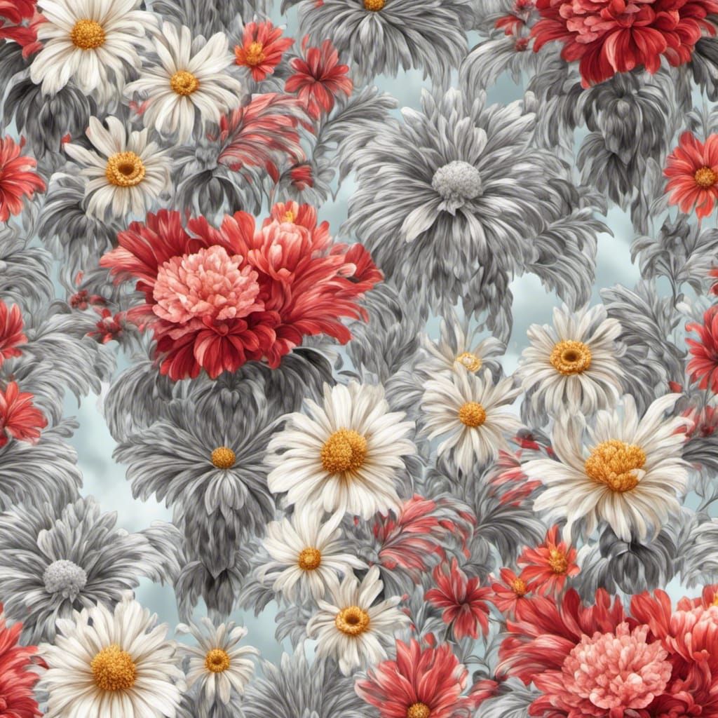 <lora:NC Hyperreal:1.0> Chrome flower garden