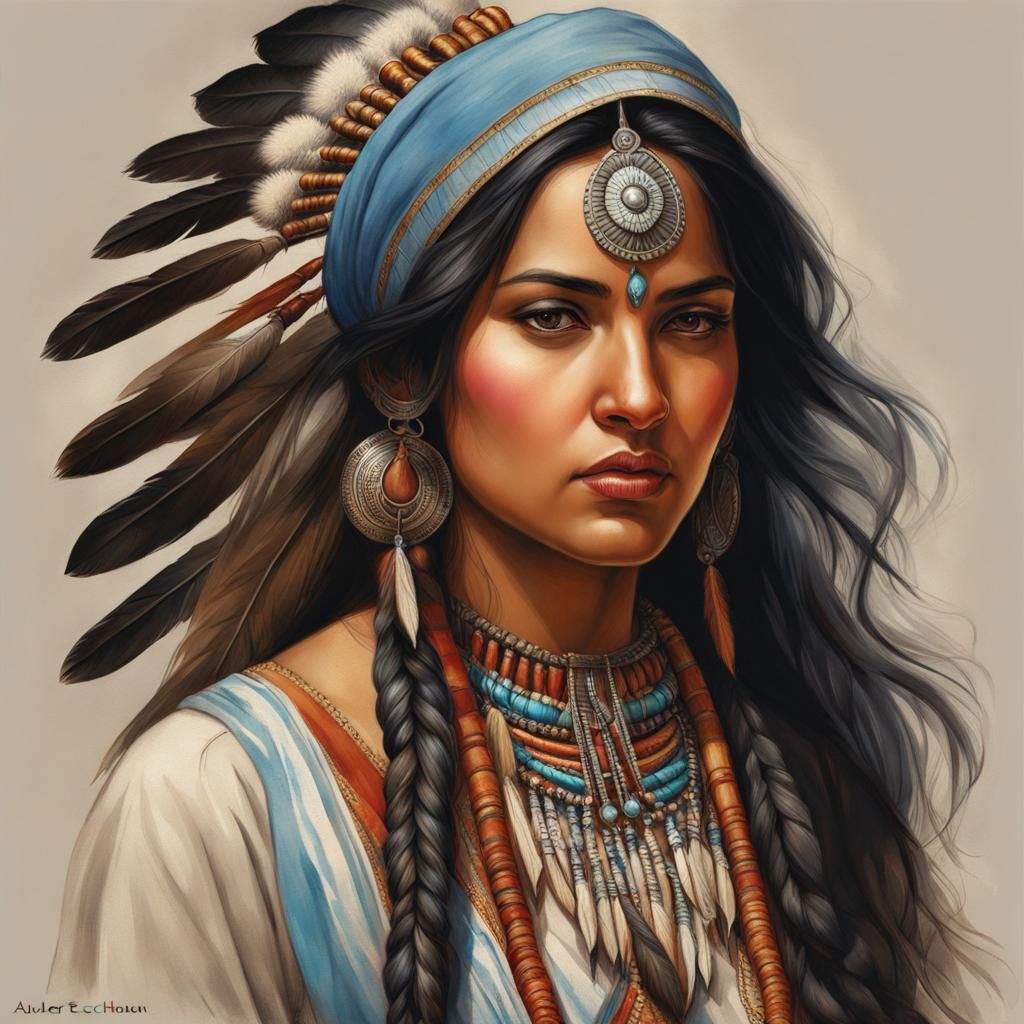 6 pictures (1/6-A) Pretty Women American Indian - AI Generated Artwork ...