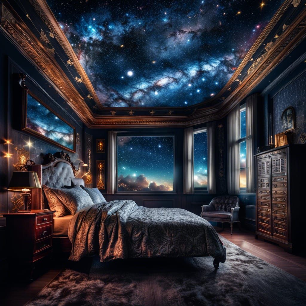 Angels bedroom in the universe sky full of stars - AI Generated Artwork ...